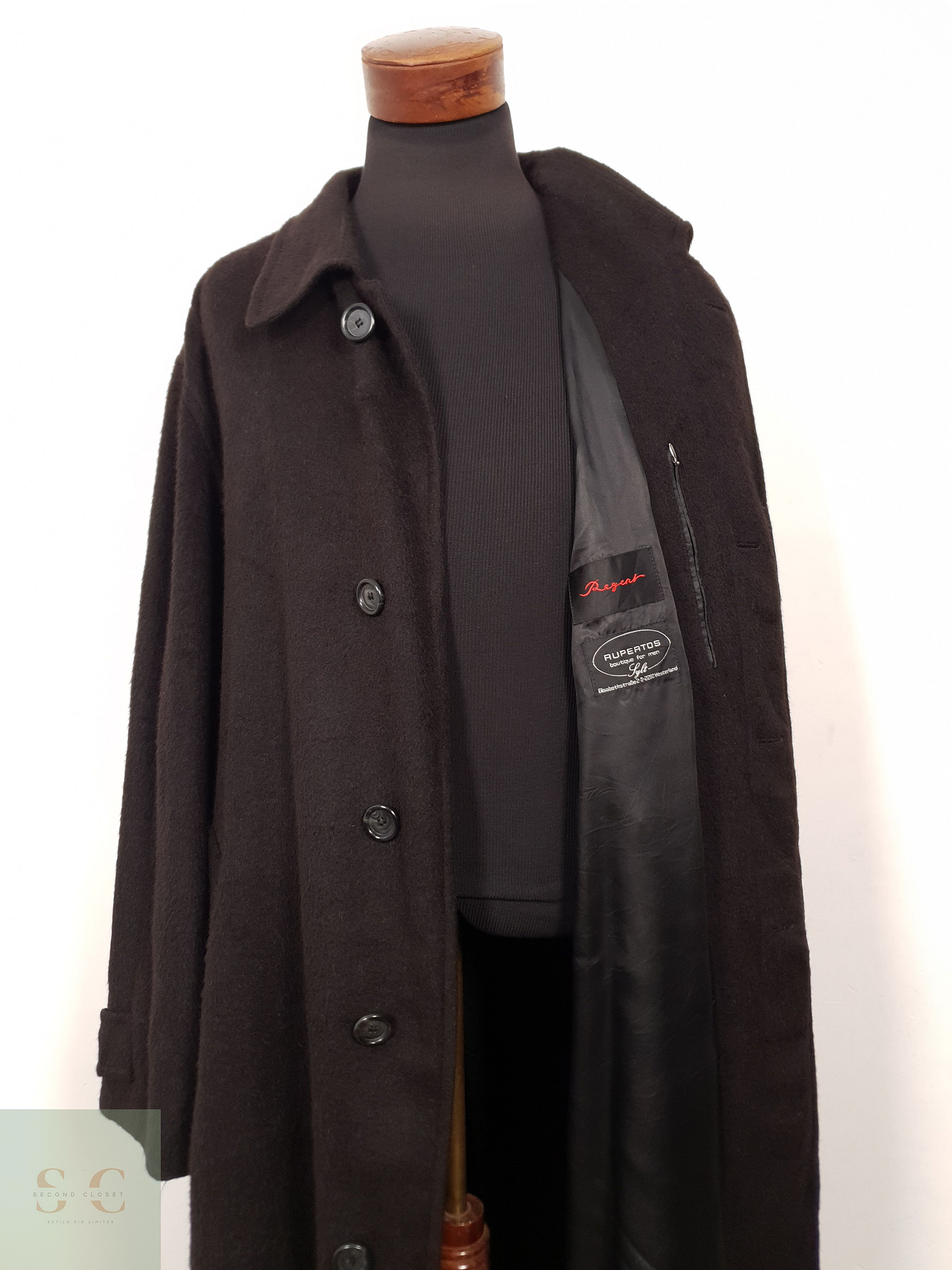 Abrigo Hombre Regent lana Marron Oscuro Talla XXXL 5