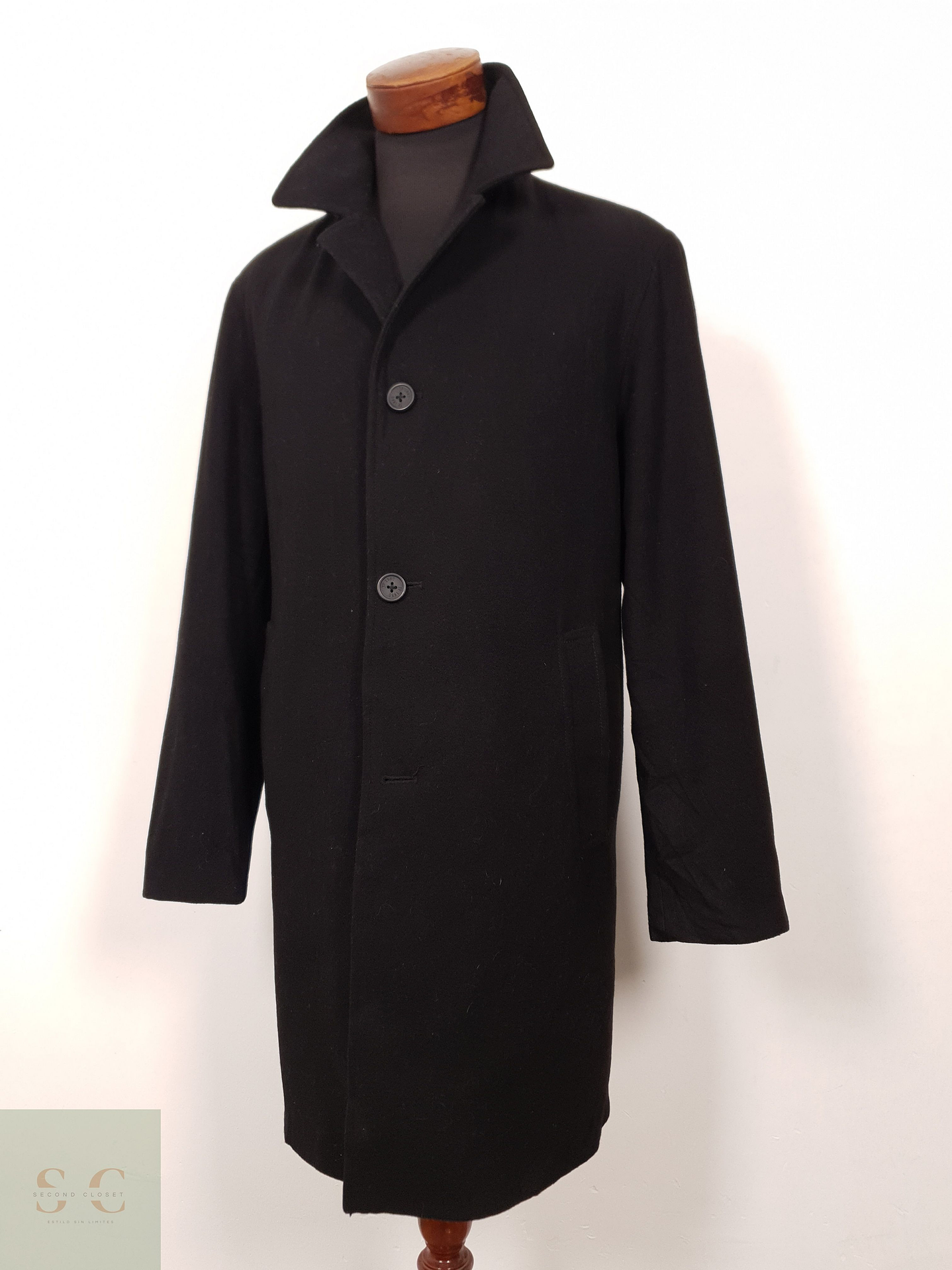 Abrigo Hombre Johann Popken 50 lana Negro Talla L 1