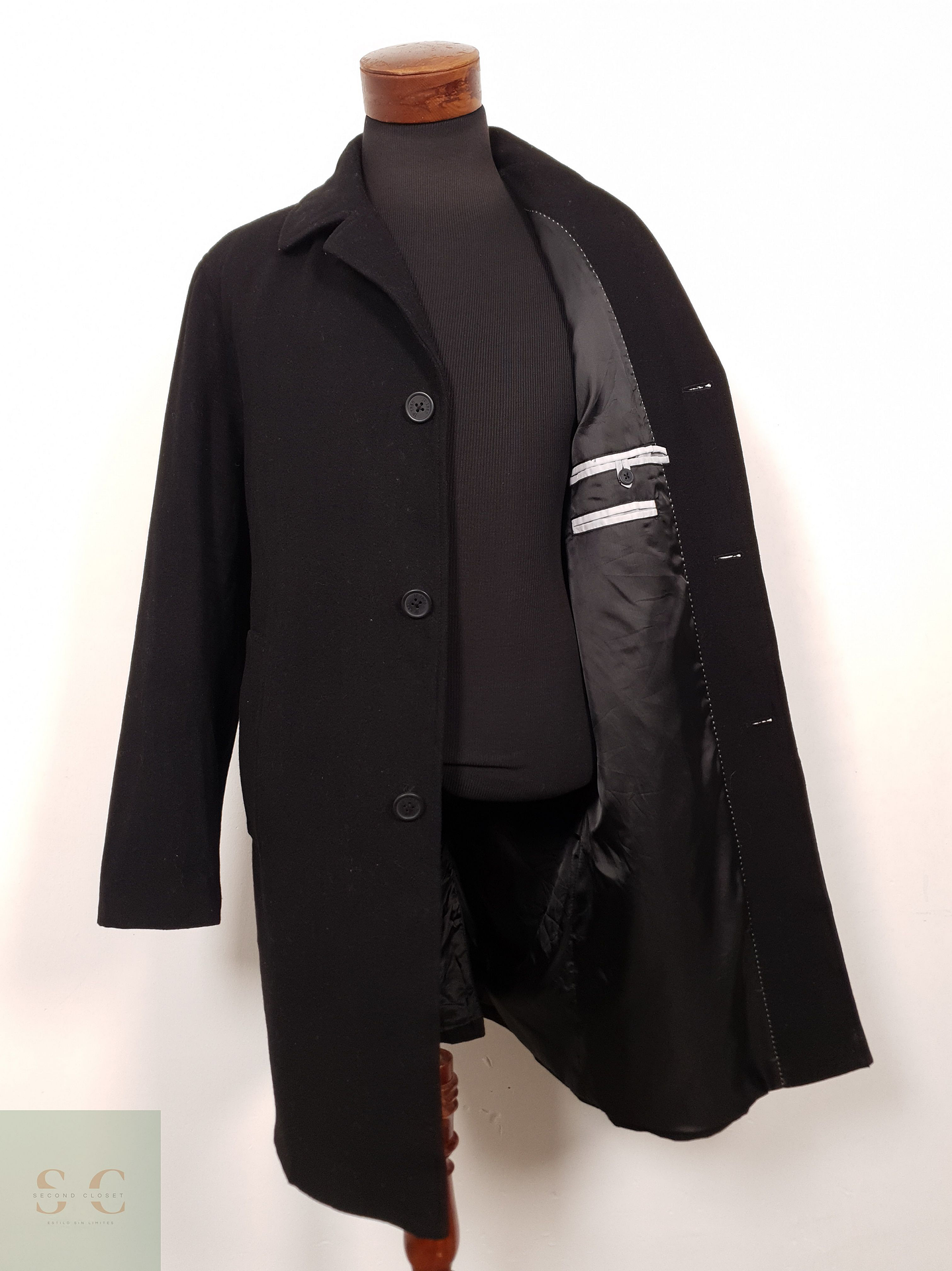 Abrigo Hombre Johann Popken 50 lana Negro Talla L 2