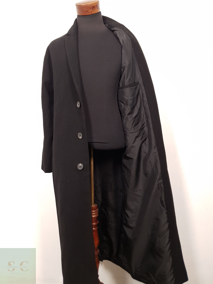 Abrigo Hombre ASOS 50 lana Negro largo Talla L 2