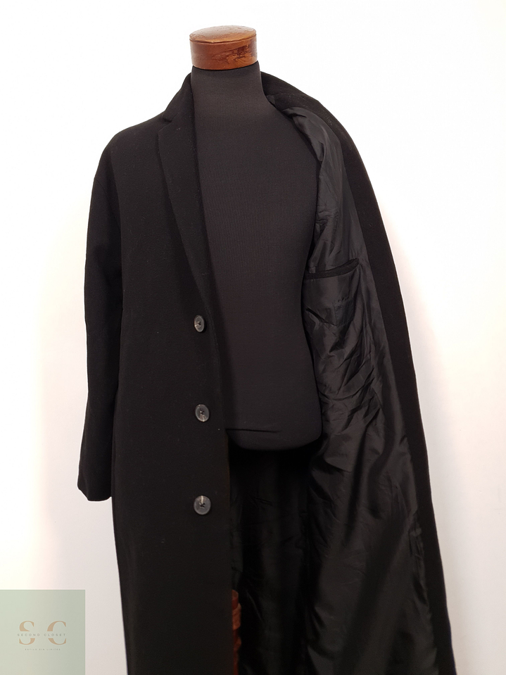 Abrigo Hombre ASOS 50 lana Negro largo Talla L 3