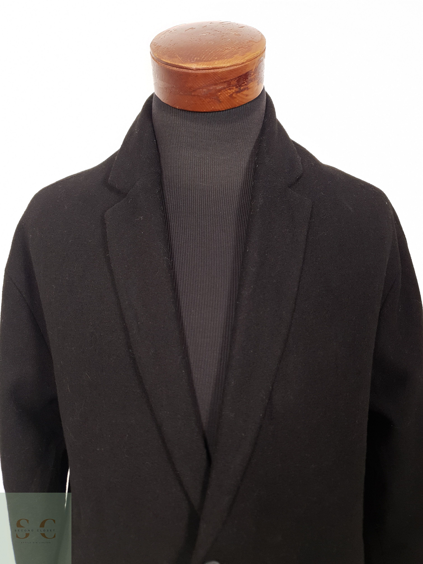 Abrigo Hombre ASOS 50 lana Negro largo Talla L 5