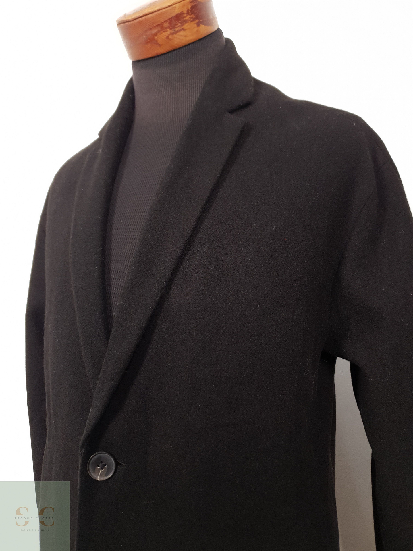 Abrigo Hombre ASOS 50 lana Negro largo Talla L 7