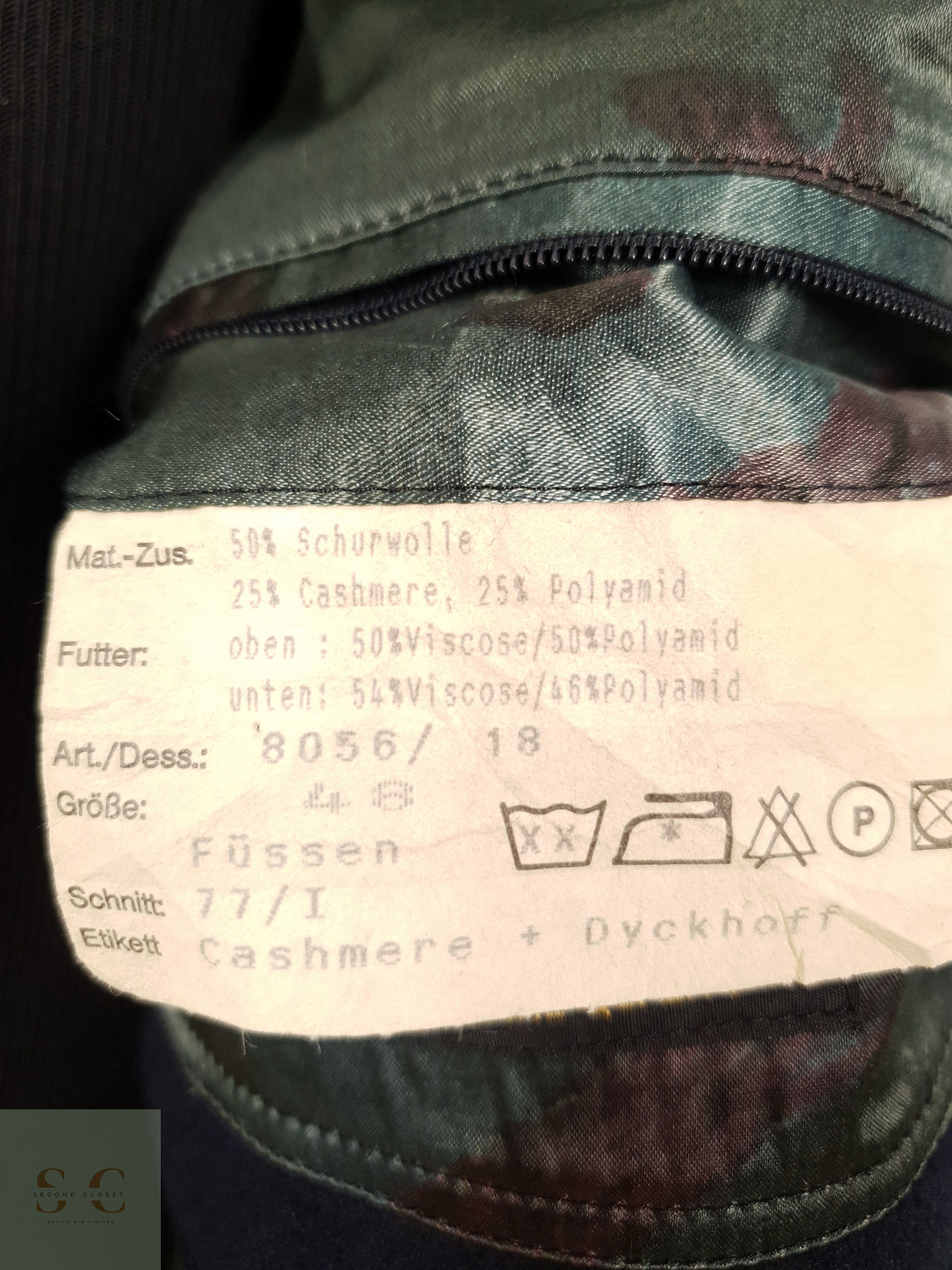 Abrigo Hombre Dickhoff wool cashmere Azul Talla XXL 8