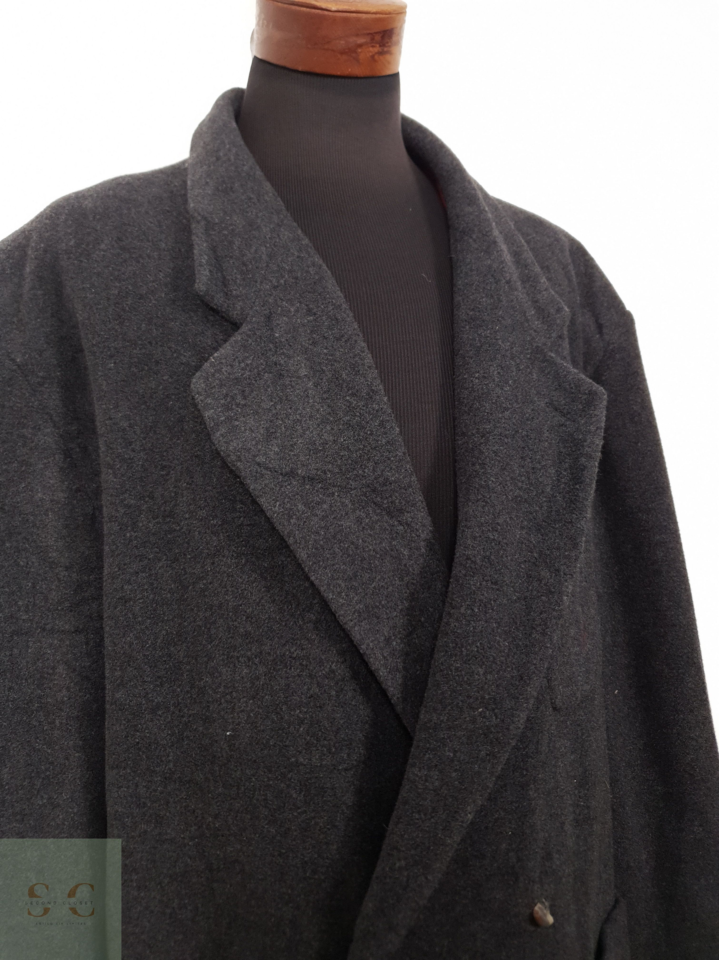 Abrigo Hombre Mens 65 lana 15 cashmere poliamida Plomo cruzado Talla XXXXL 2