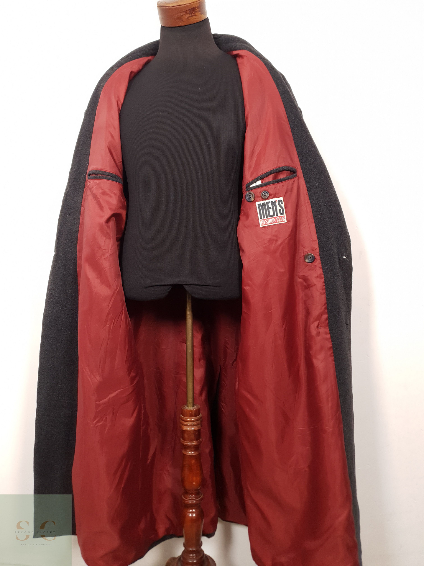 Abrigo Hombre Mens 65 lana 15 cashmere poliamida Plomo cruzado Talla XXXXL 3