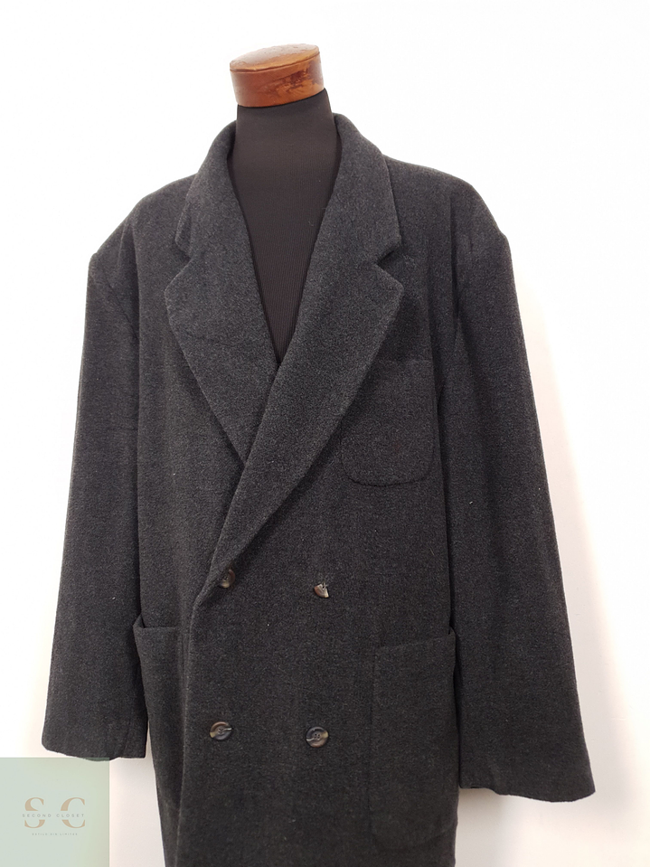 Abrigo Hombre Mens 65 lana 15 cashmere poliamida Plomo cruzado Talla XXXXL 4