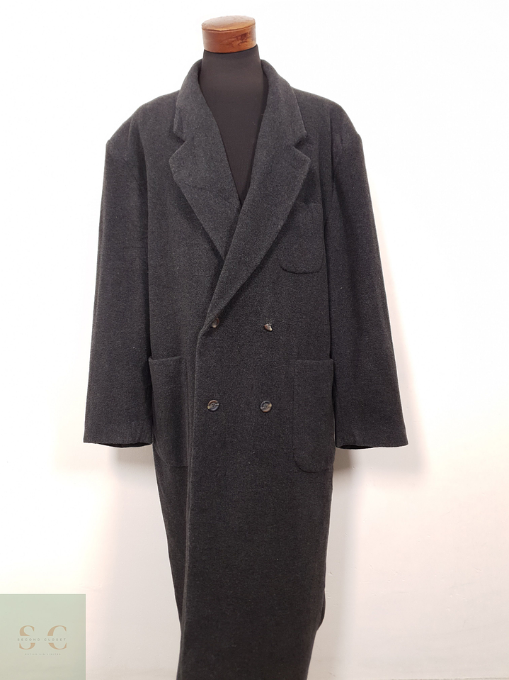 Abrigo Hombre Mens 65 lana 15 cashmere poliamida Plomo cruzado Talla XXXXL 5