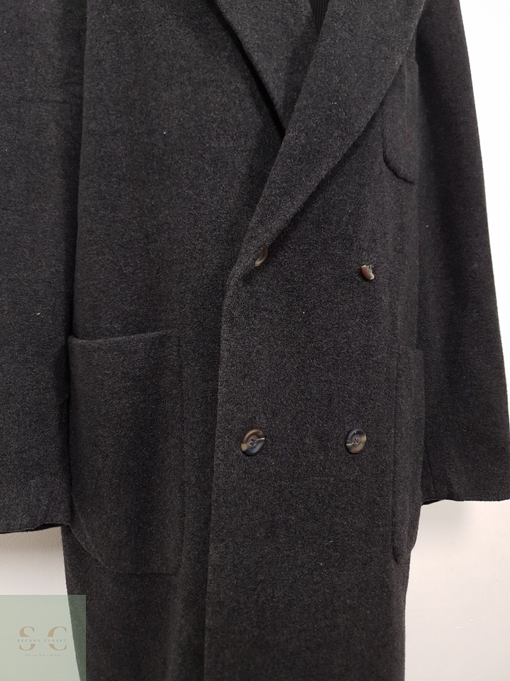 Abrigo Hombre Mens 65 lana 15 cashmere poliamida Plomo cruzado Talla XXXXL 8