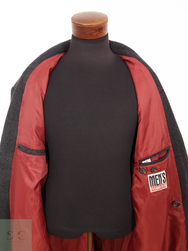 Abrigo Hombre Mens 65 lana 15 cashmere poliamida Plomo cruzado Talla XXXXL 9