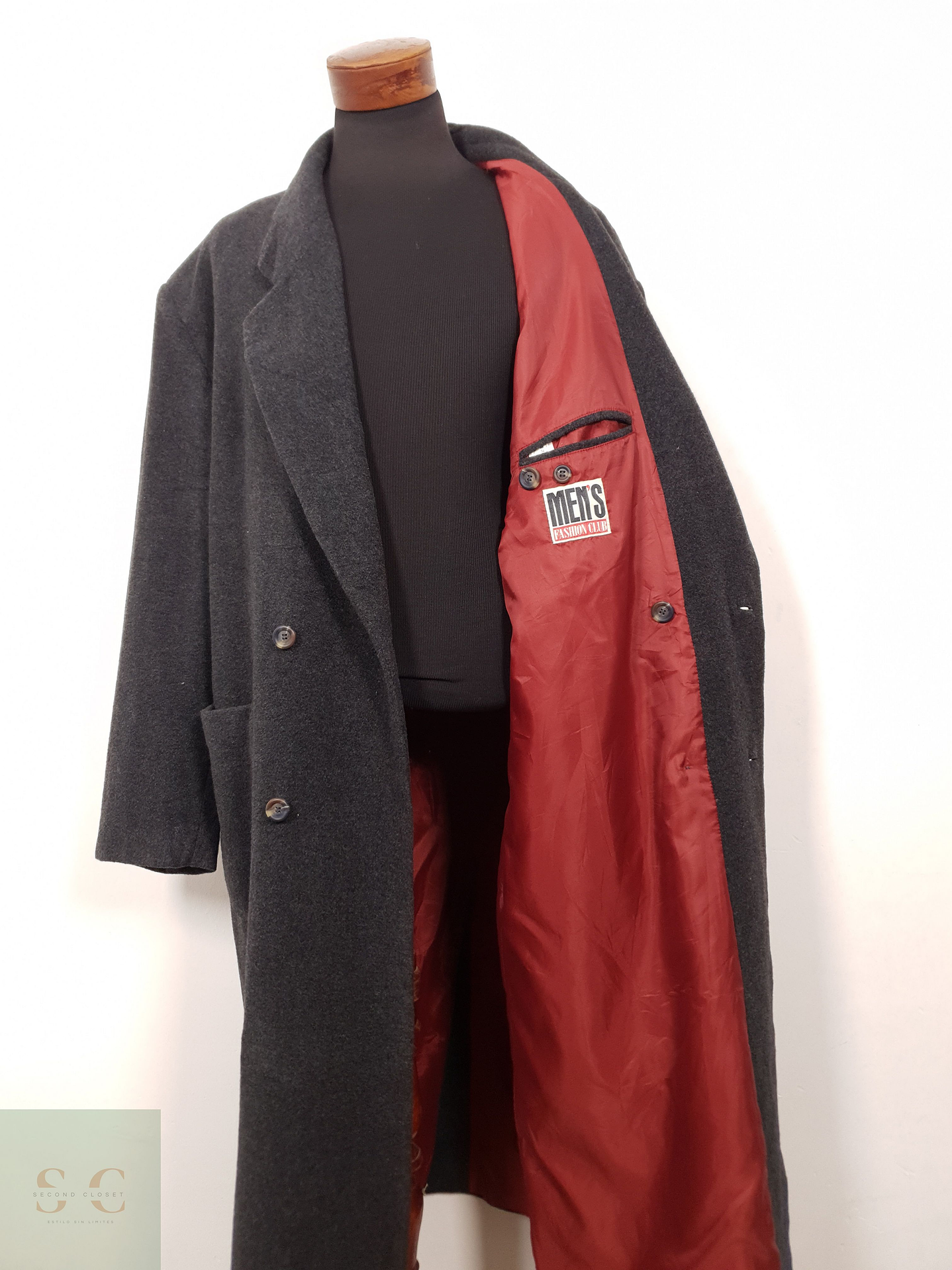 Abrigo Hombre Mens 65 lana 15 cashmere poliamida Plomo cruzado Talla XXXXL 1