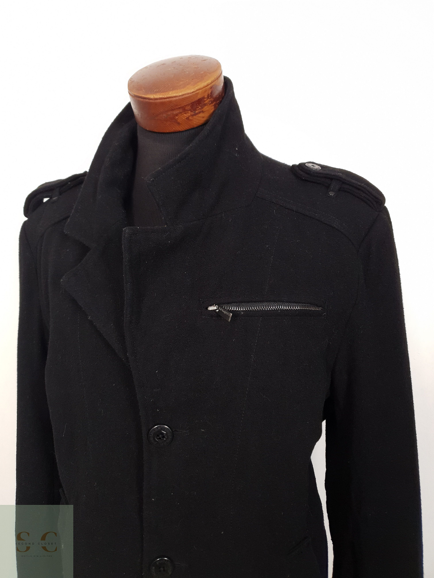Abrigo Hombre Vintage 60 lana Negro Talla XXL 2