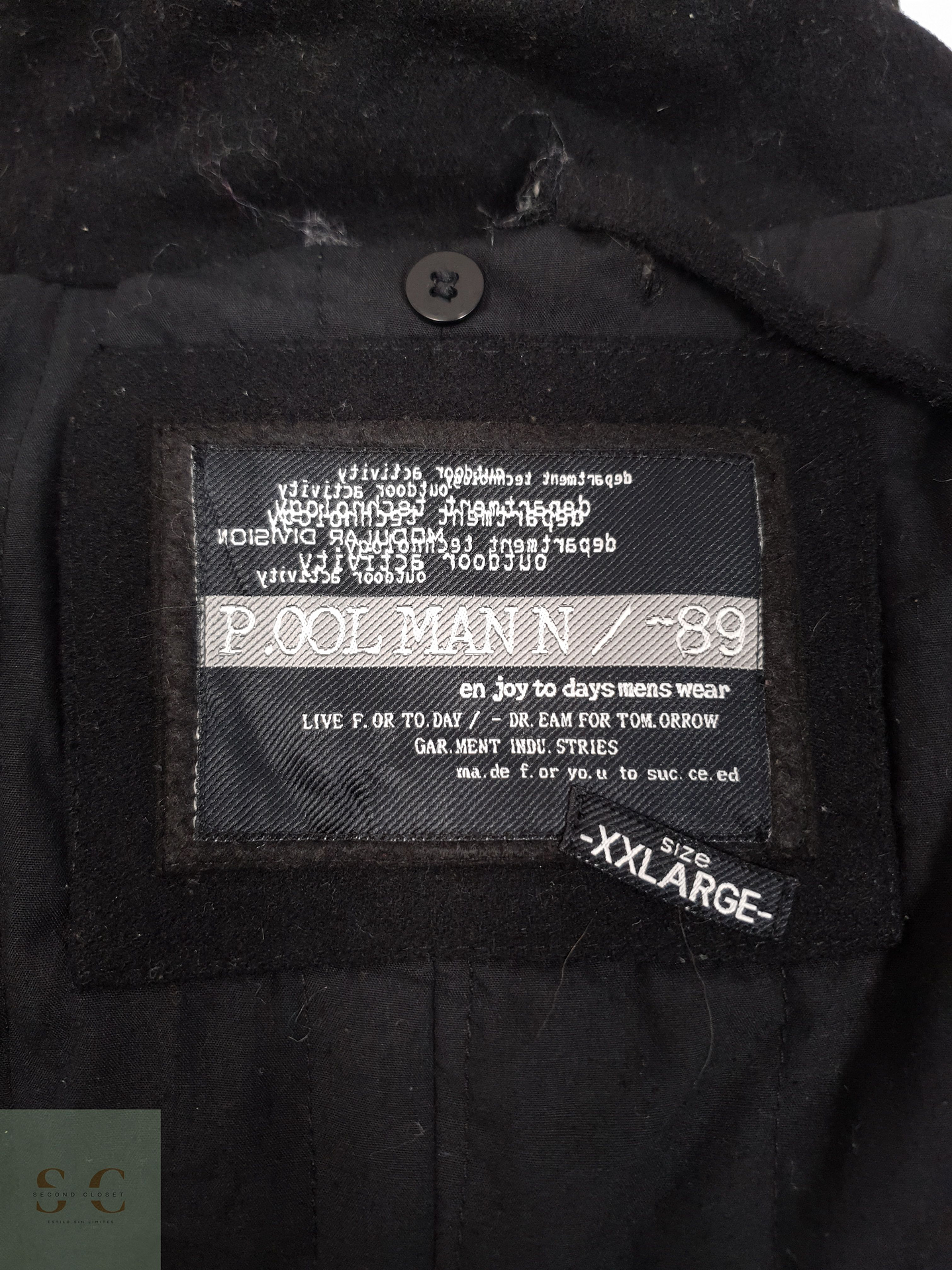 Abrigo Hombre Vintage 60 lana Negro Talla XXL 5