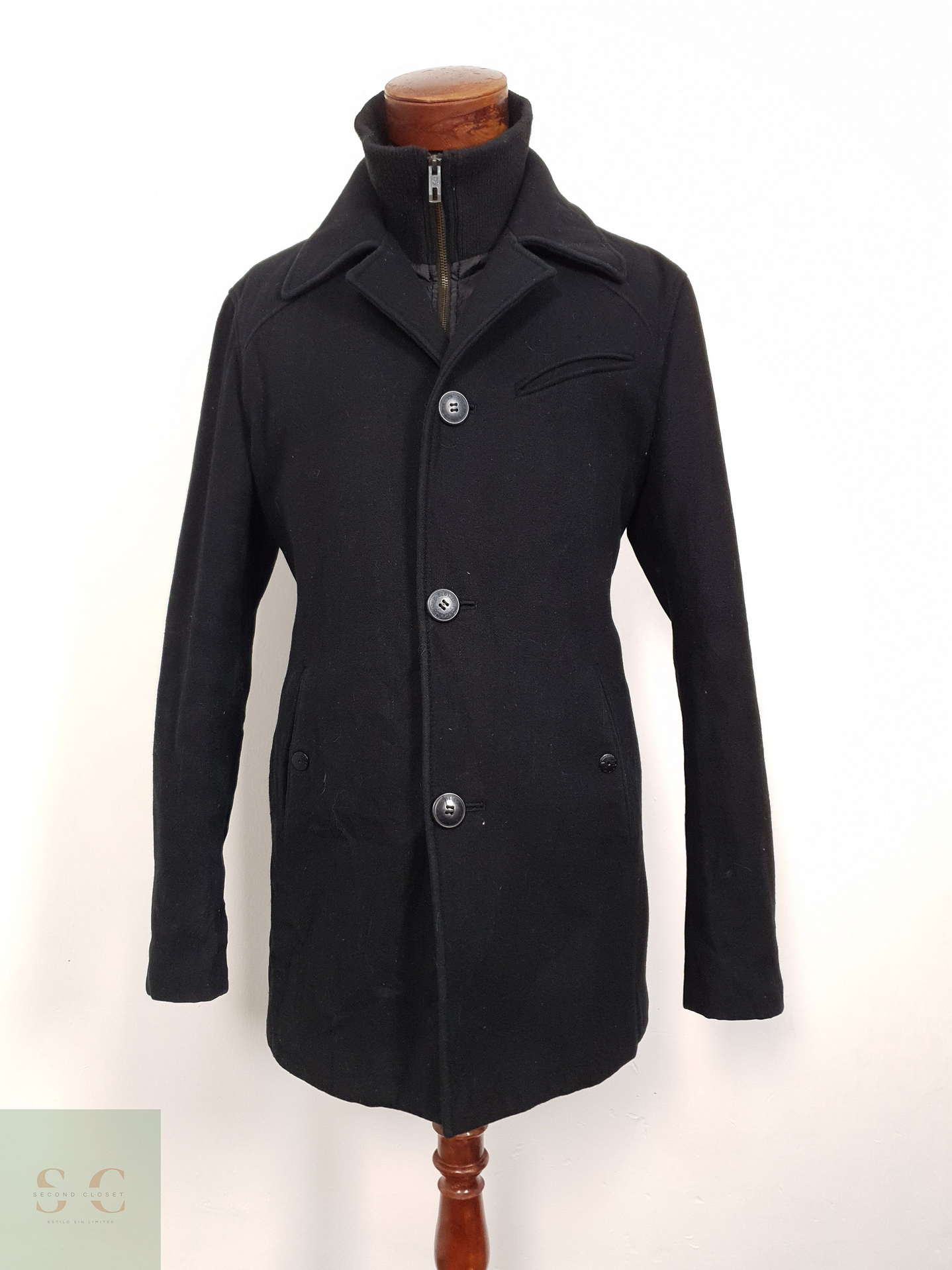 Abrigo Hombre Jack & Jones 50 lana Negro Talla L 1