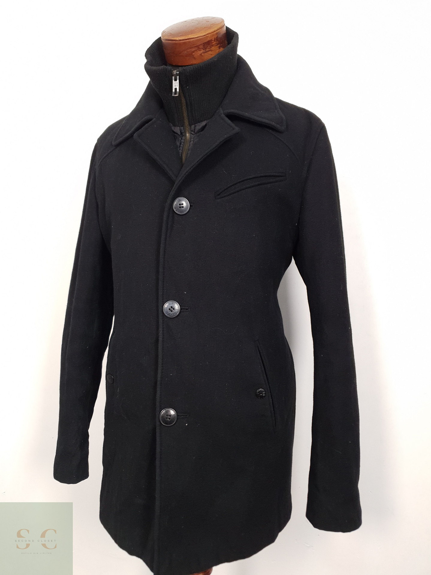Abrigo Hombre Jack & Jones 50 lana Negro Talla L 2