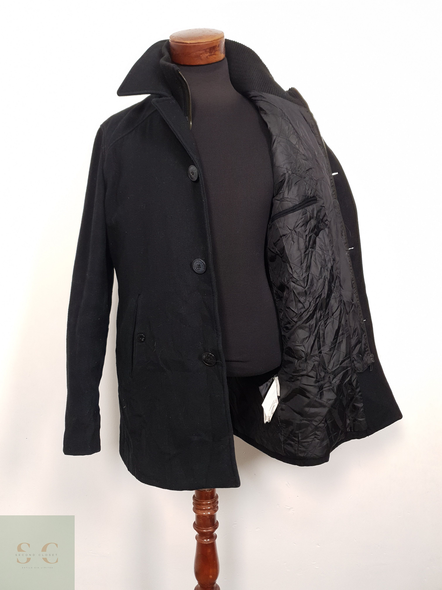 Abrigo Hombre Jack & Jones 50 lana Negro Talla L 4