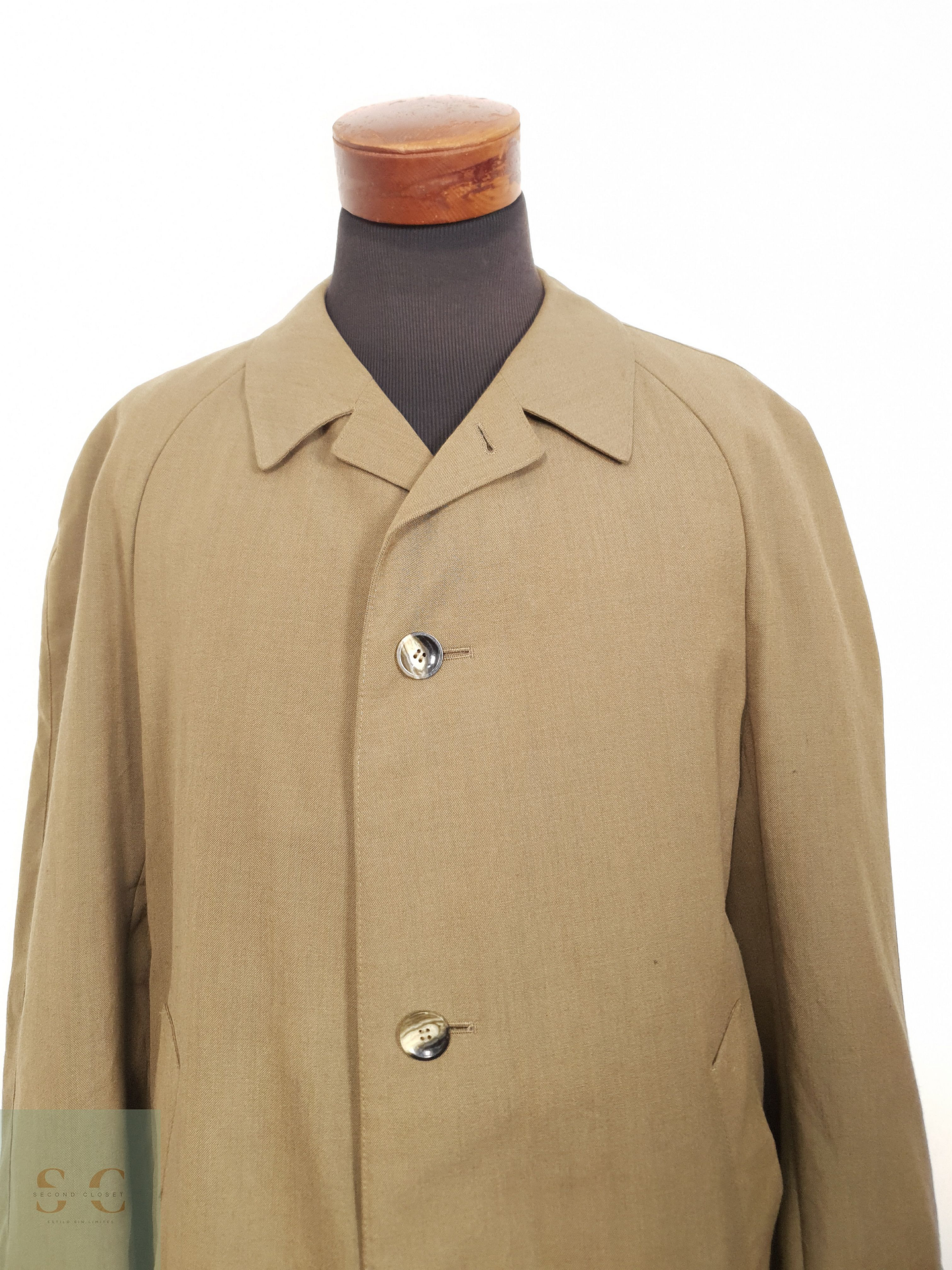 Gabardina Hombre Vintage trevira lana virgen poliester Talla XL 6