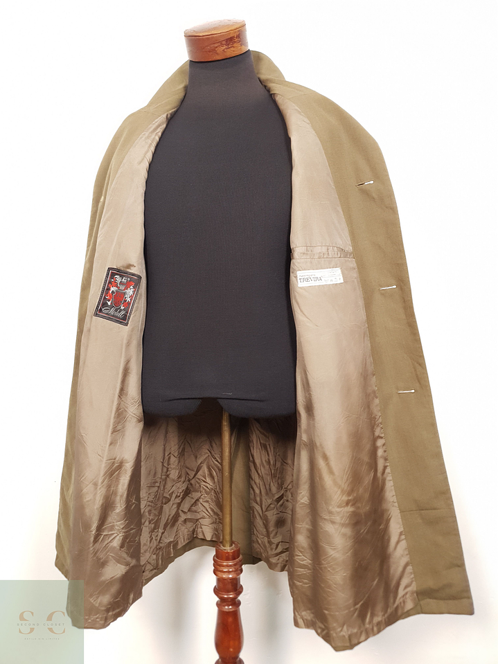 Gabardina Hombre Vintage trevira lana virgen poliester Talla XL 7