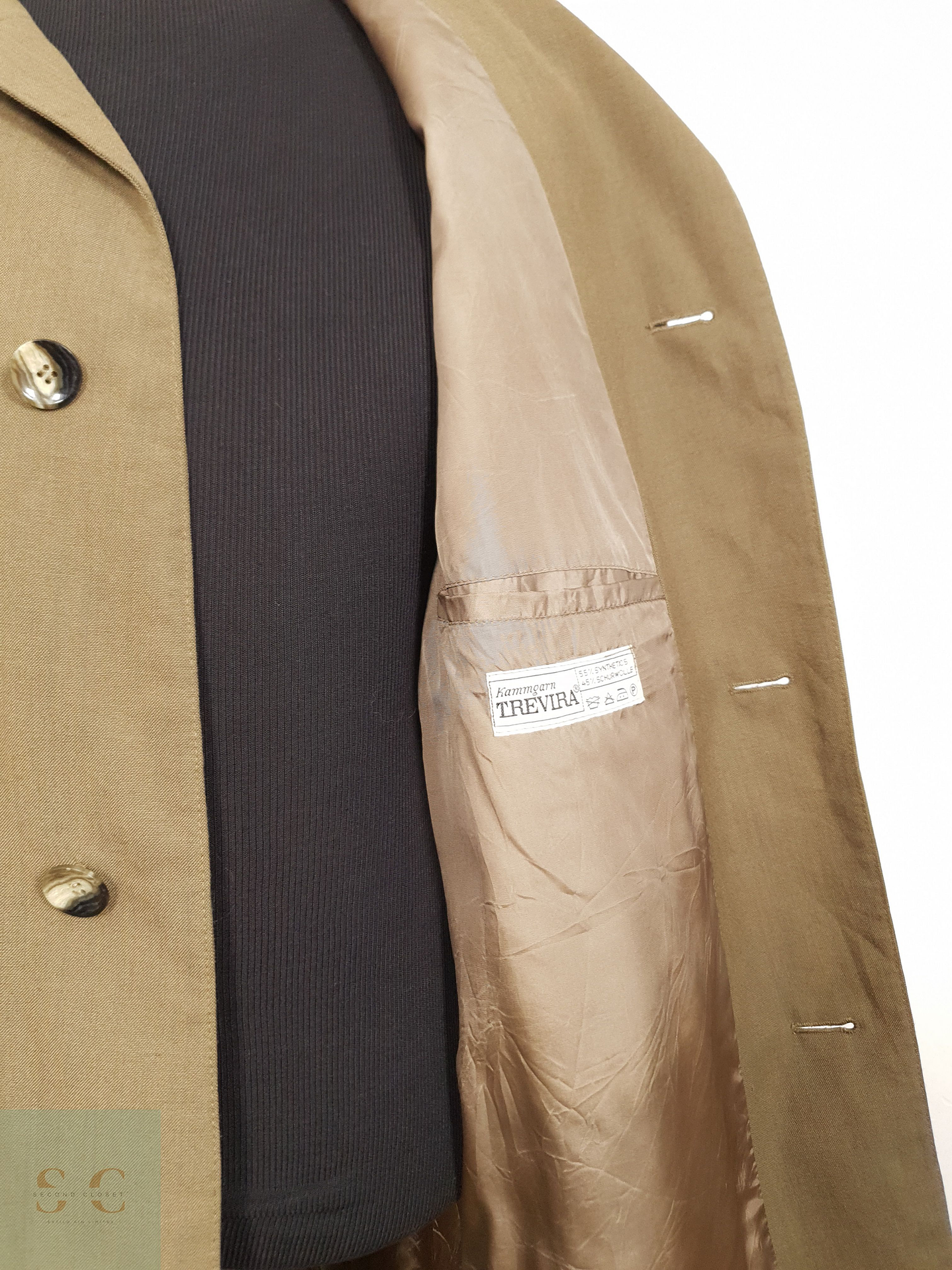 Gabardina Hombre Vintage trevira lana virgen poliester Talla XL 9