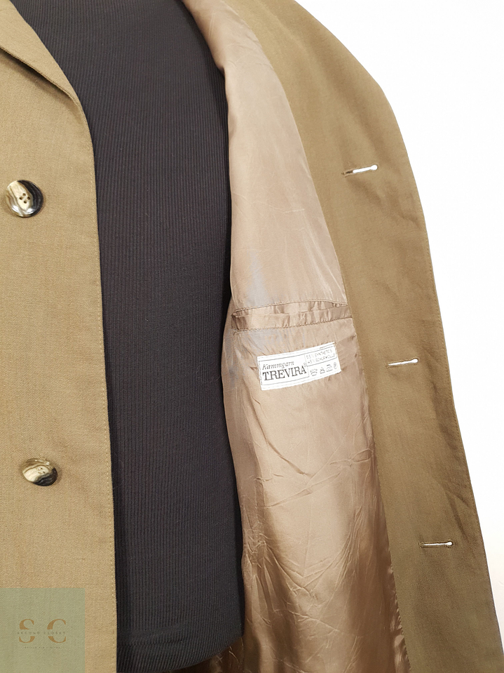 Gabardina Hombre Vintage trevira lana virgen poliester Talla XL 9