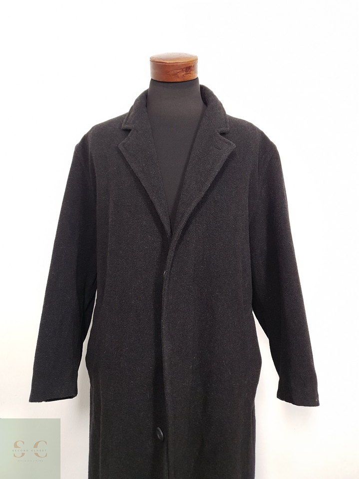 Abrigo Hombre Vintage lana virgen Plomo largo Talla XXL 2
