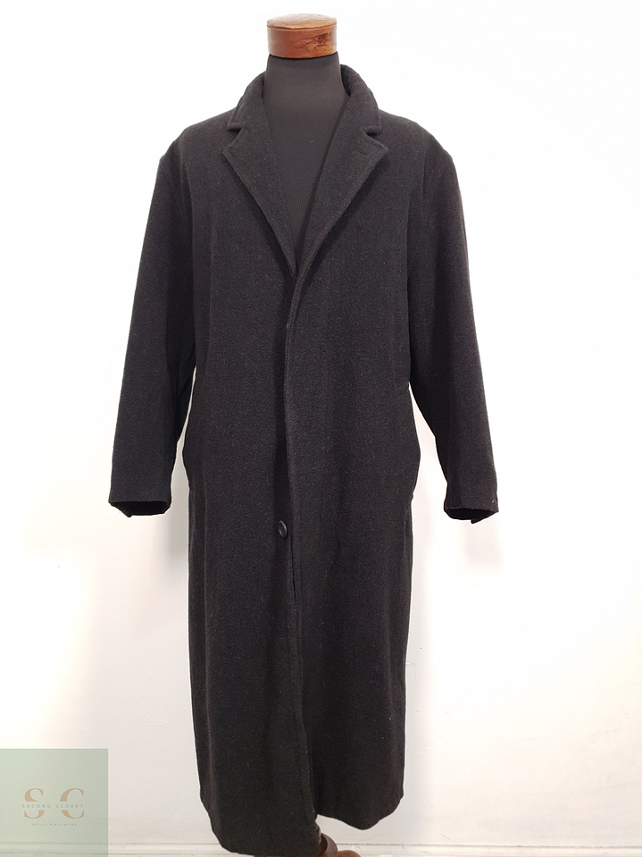 Abrigo Hombre Vintage lana virgen Plomo largo Talla XXL 4