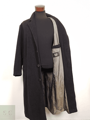 Abrigo Hombre Vintage lana virgen Plomo largo Talla XXL