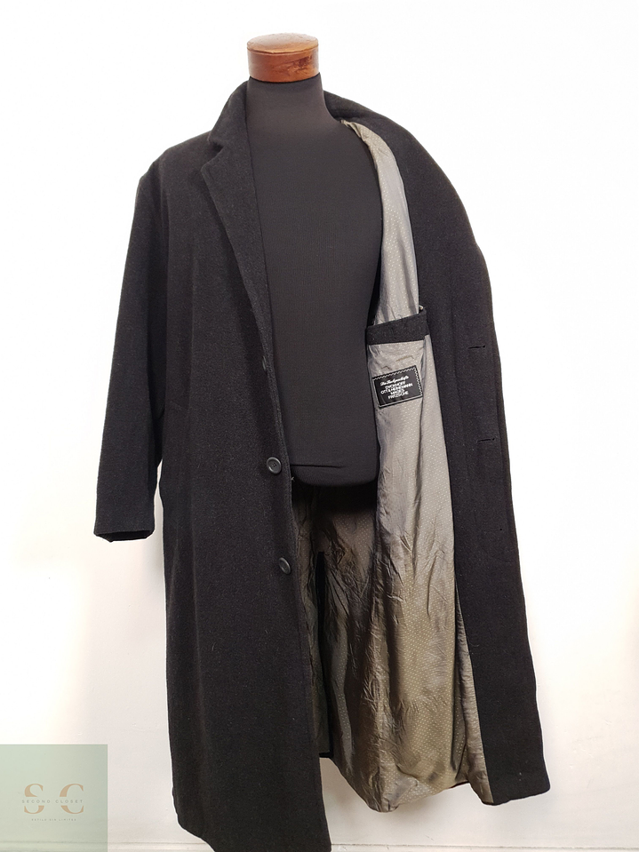 Abrigo Hombre Vintage lana virgen Plomo largo Talla XXL 1