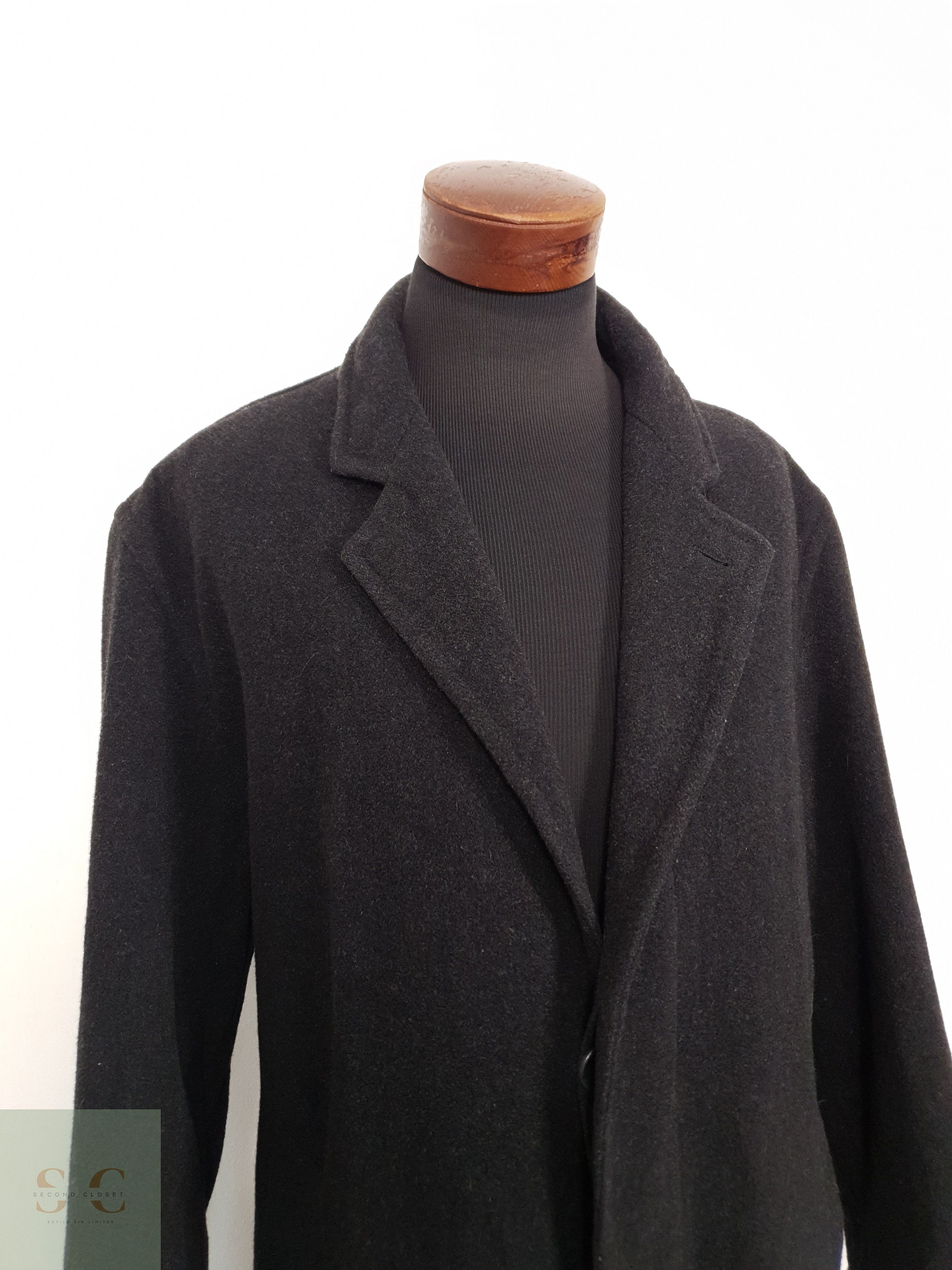 Abrigo Hombre Vintage lana virgen Plomo largo Talla XXL 5