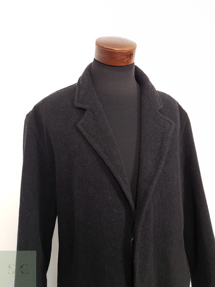 Abrigo Hombre Vintage lana virgen Plomo largo Talla XXL 5