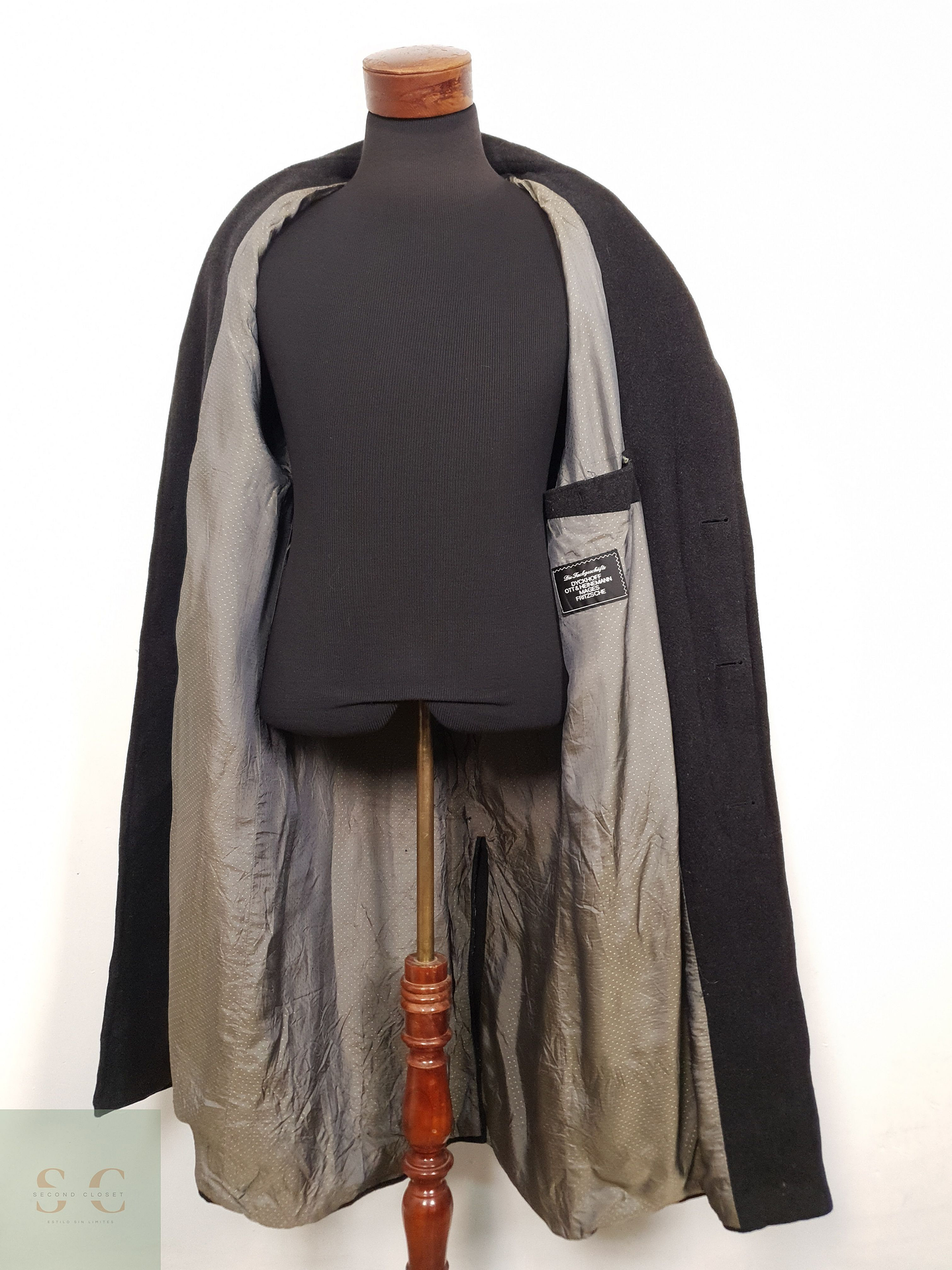 Abrigo Hombre Vintage lana virgen Plomo largo Talla XXL 6