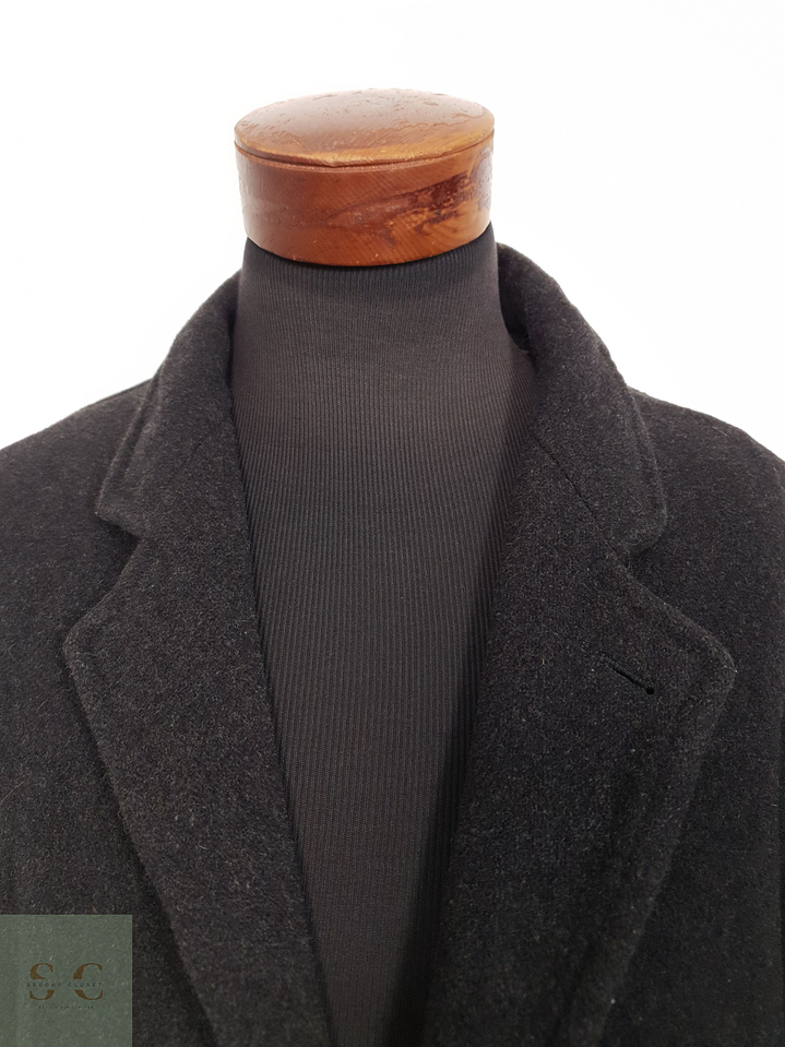 Abrigo Hombre Vintage lana virgen Plomo largo Talla XXL 8