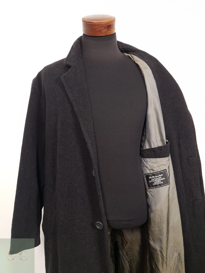 Abrigo Hombre Vintage lana virgen Plomo largo Talla XXL 9