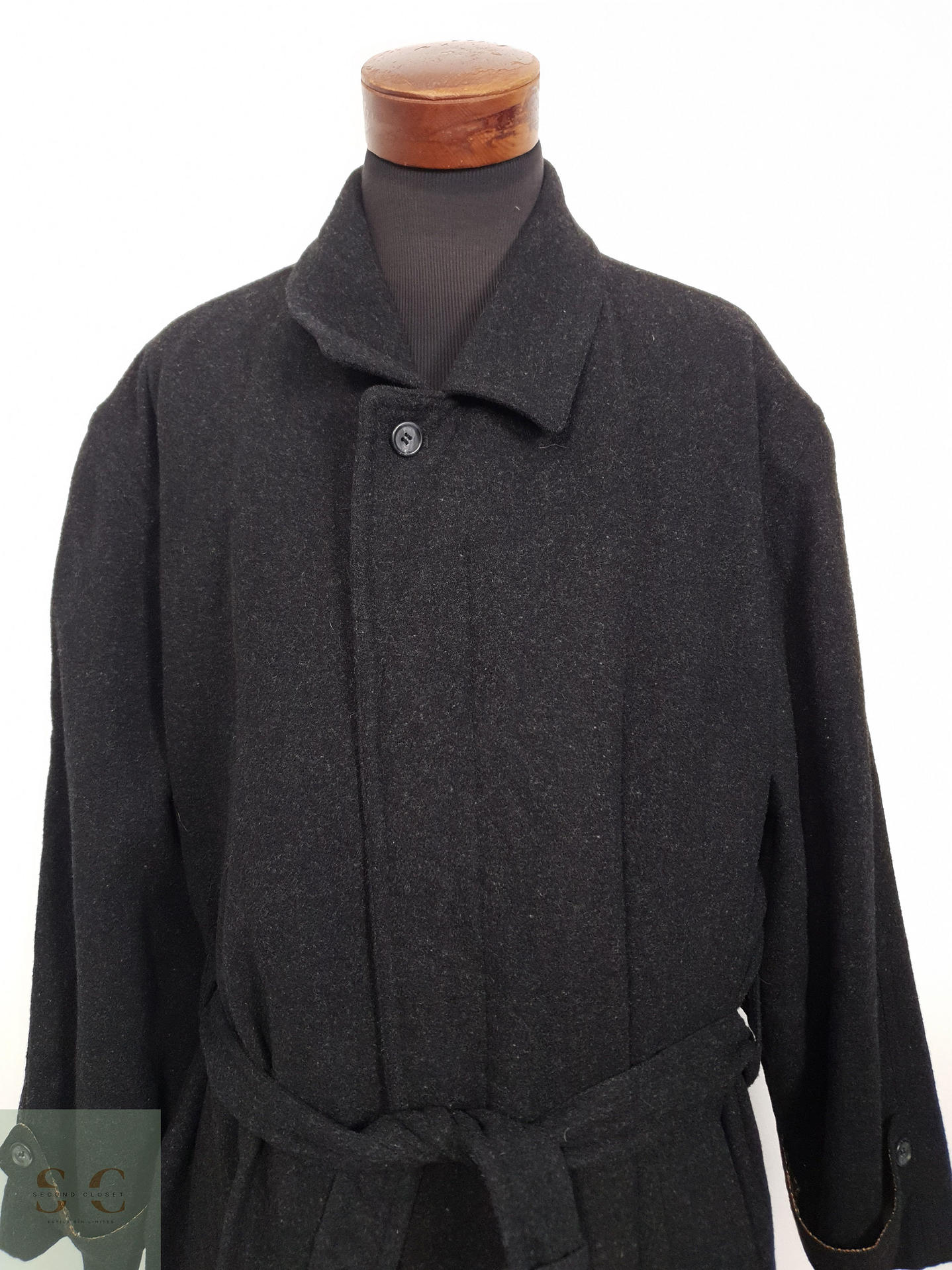 Abrigo Hombre Vintage lana virgen Plomo largo Talla XXXL 4