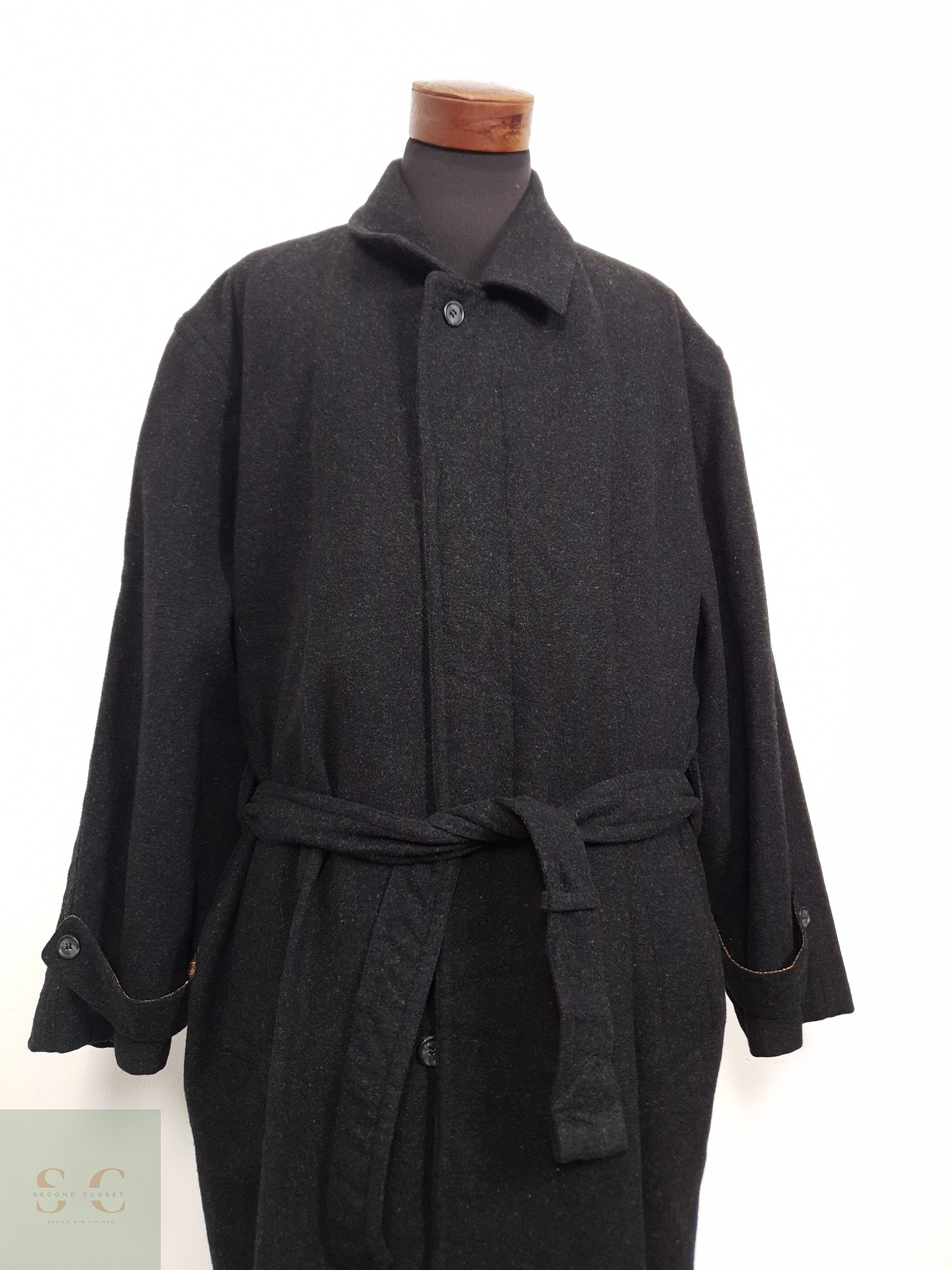 Abrigo Hombre Vintage lana virgen Plomo largo Talla XXXL 5