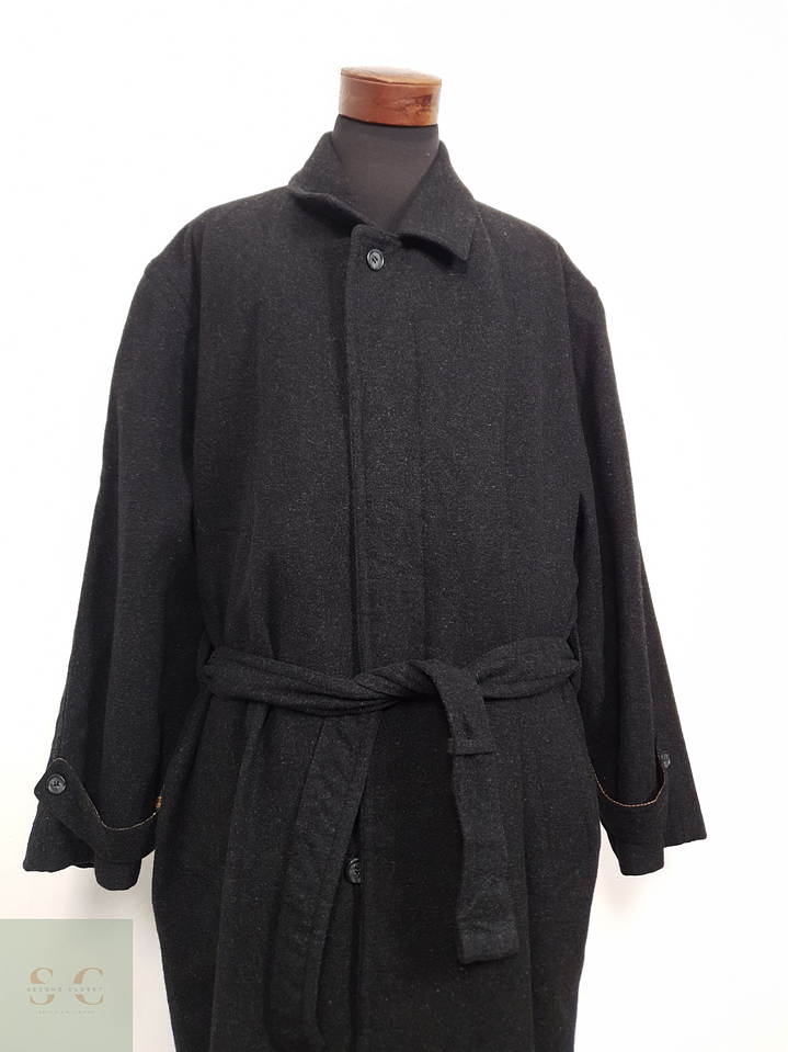 Abrigo Hombre Vintage lana virgen Plomo largo Talla XXXL 5