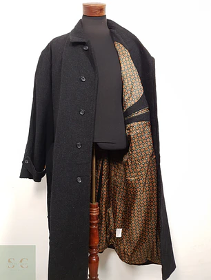 Abrigo largo lana plomo oscuro clásico TALLA 3XL