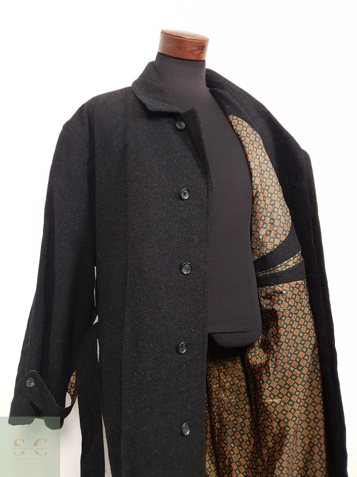 Abrigo Hombre Vintage lana virgen Plomo largo Talla XXXL 11
