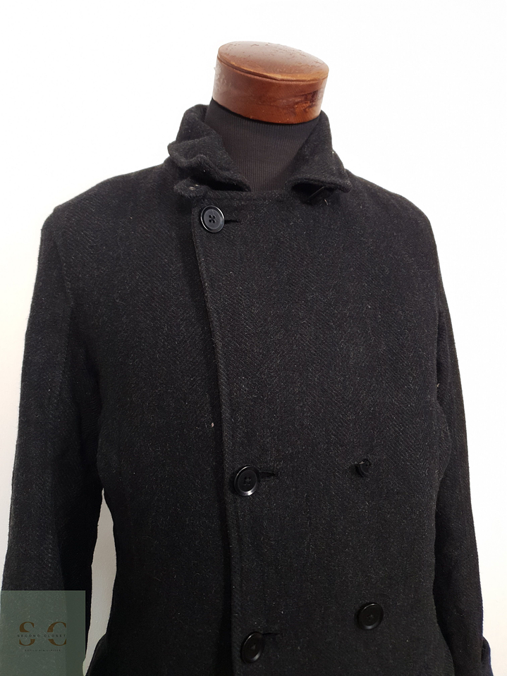 Abrigo Hombre Vintage 80 lana Plomo cruzado Talla SM 3