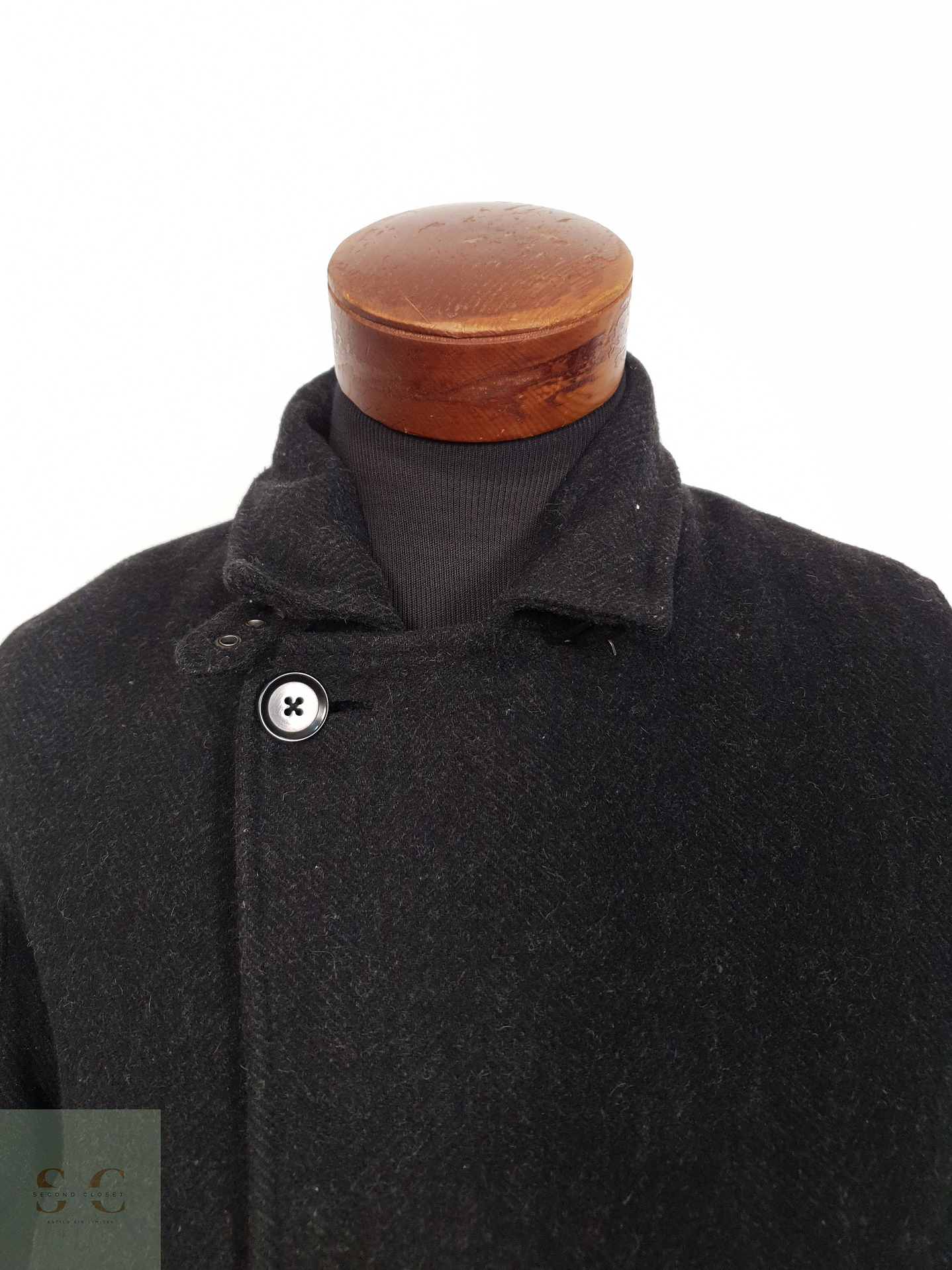 Abrigo Hombre Vintage 80 lana Plomo cruzado Talla SM 4