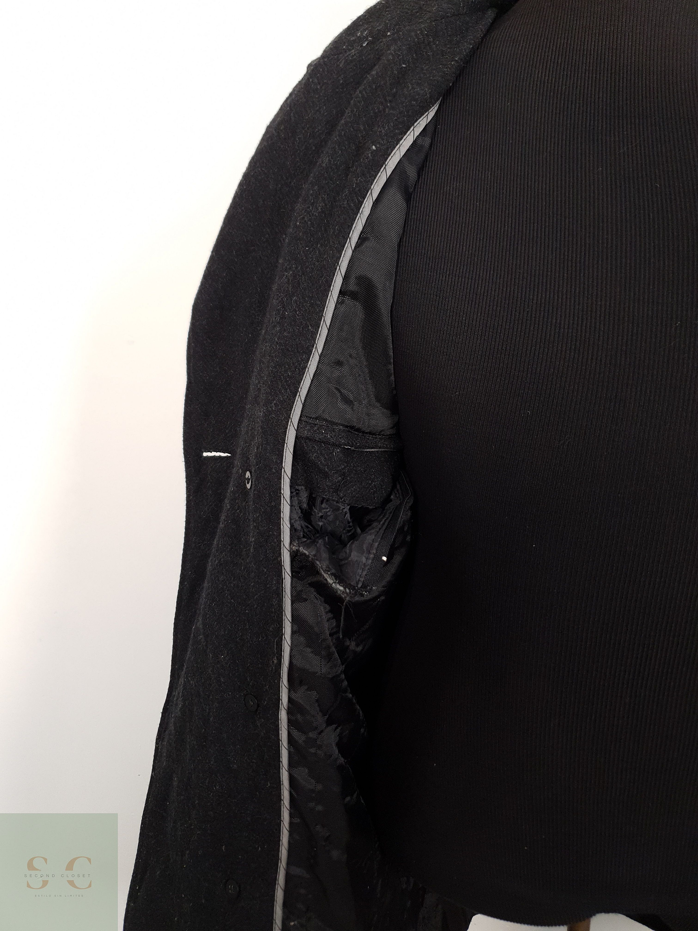 Abrigo Hombre Vintage 80 lana Plomo cruzado Talla SM 5