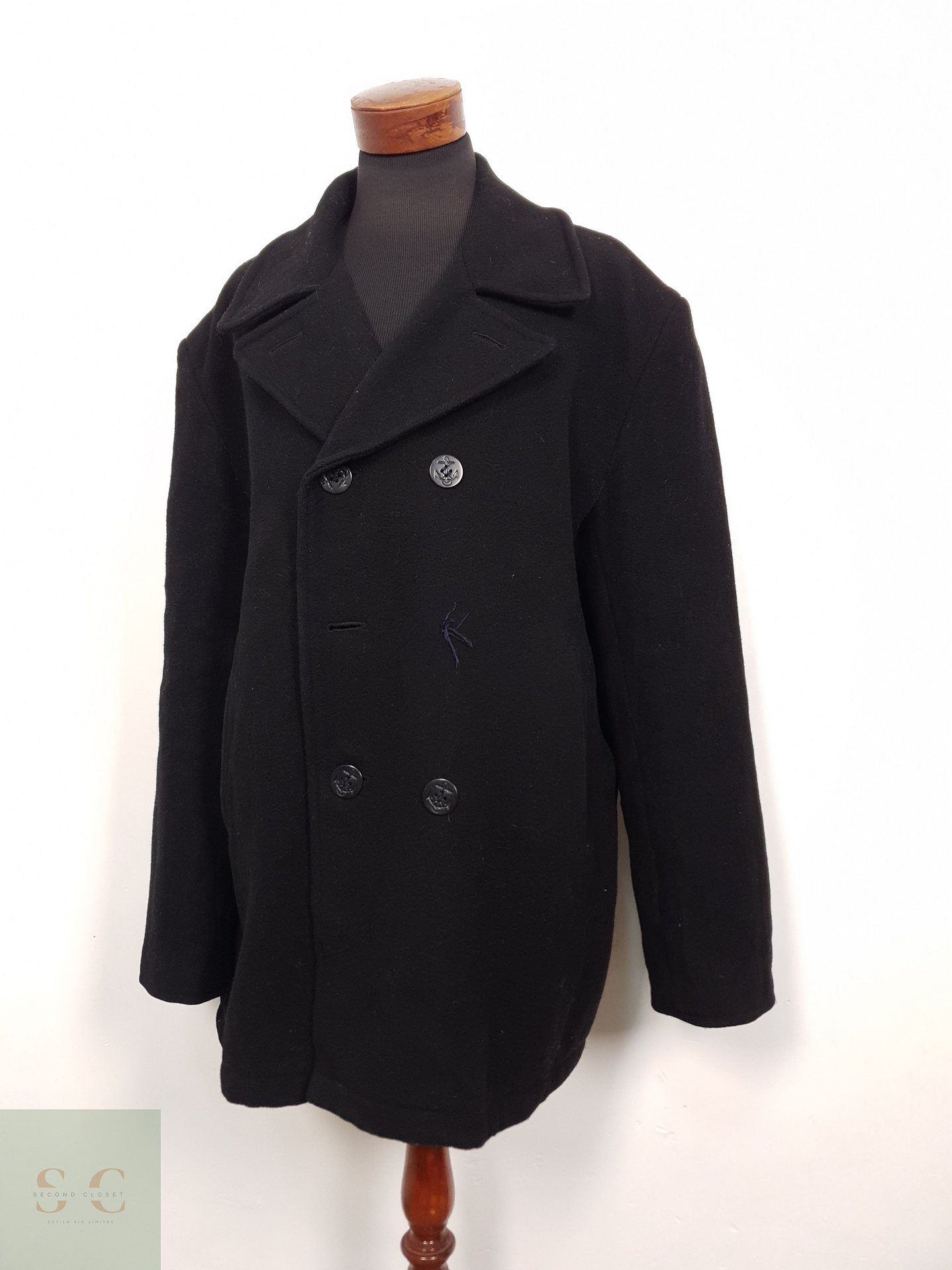 Abrigo Hombre Us Navy  70 lana Marinero negro Talla XXXL 3