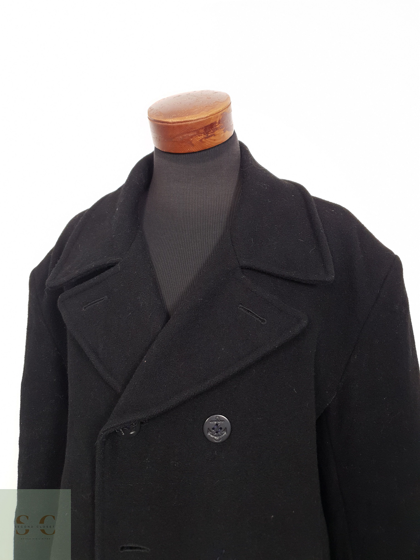 Abrigo Hombre Us Navy  70 lana Marinero negro Talla XXXL 5