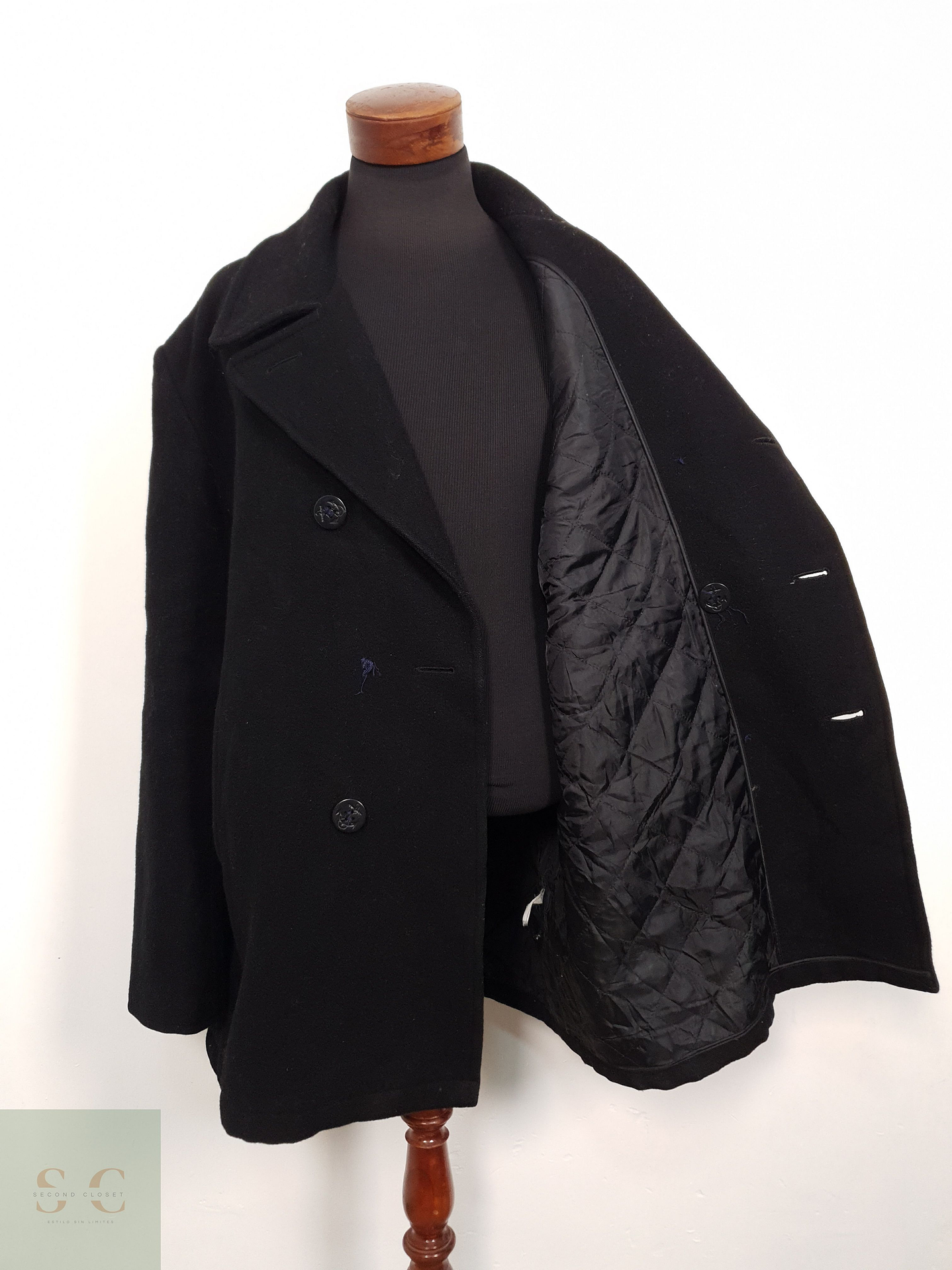 Abrigo Hombre Us Navy  70 lana Marinero negro Talla XXXL 9