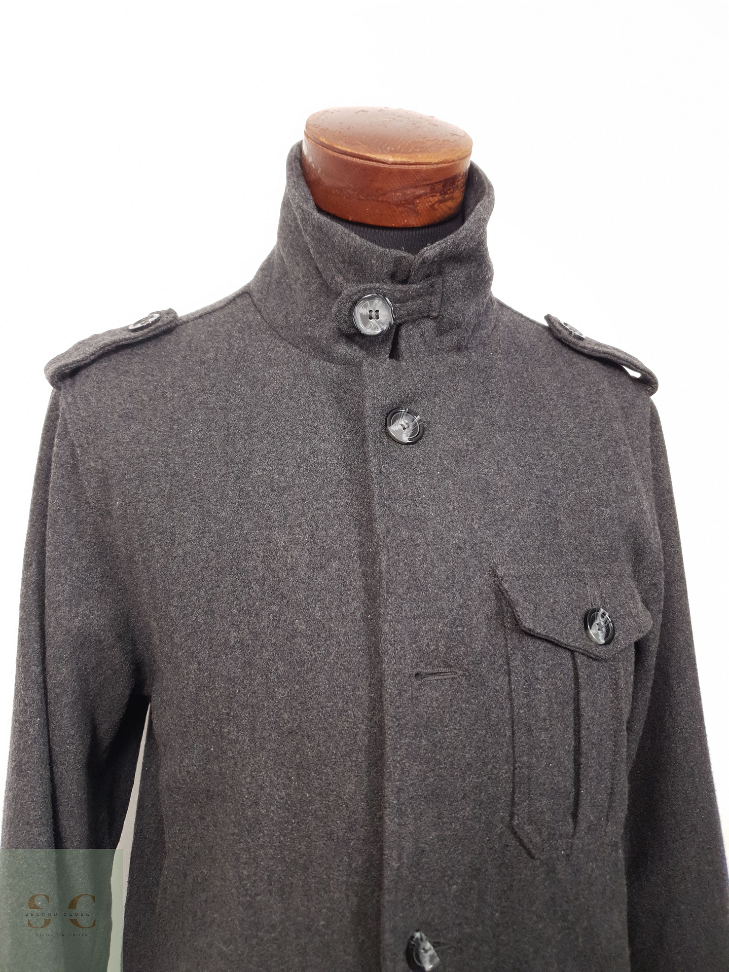 Chaqueta Hombre Vintage 70 lana Plomo Talla ML 3