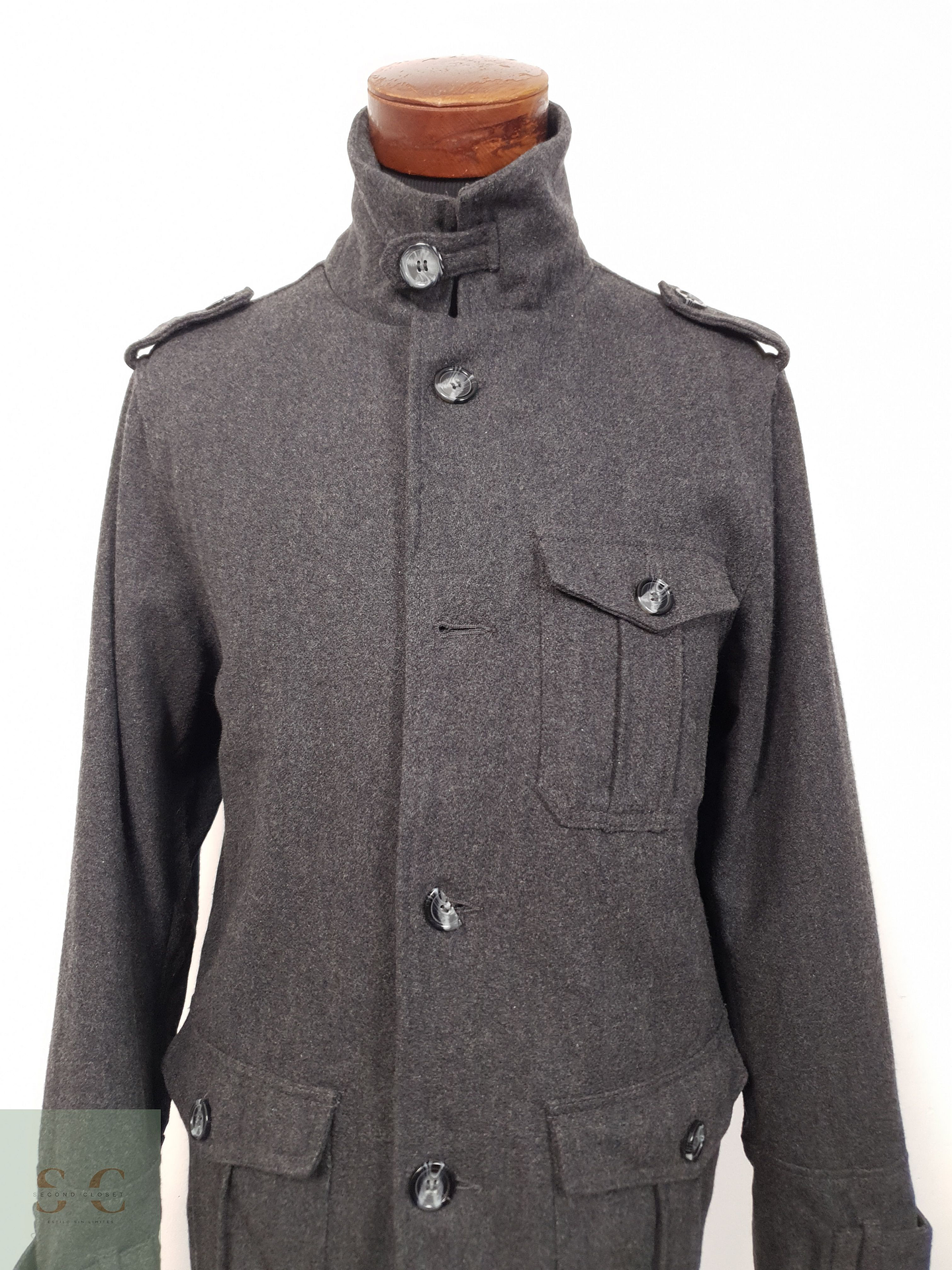 Chaqueta Hombre Vintage 70 lana Plomo Talla ML 5