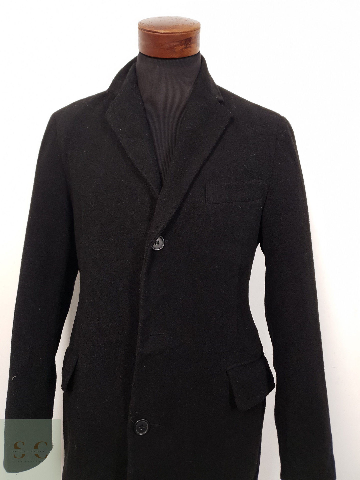 Abrigo Hombre Canda mezcla lana Negro Talla M 4