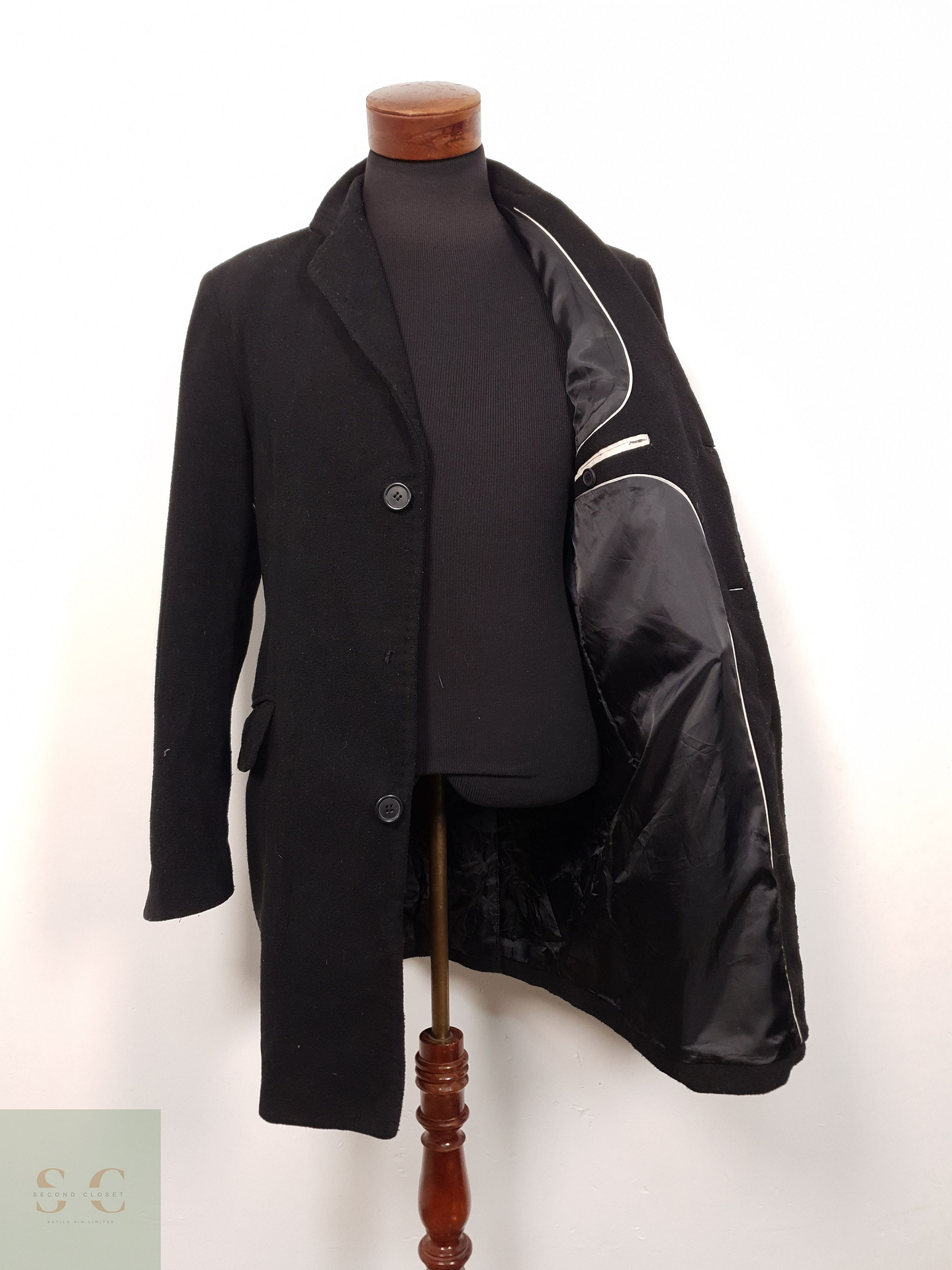 Abrigo Hombre Canda mezcla lana Negro Talla M 1