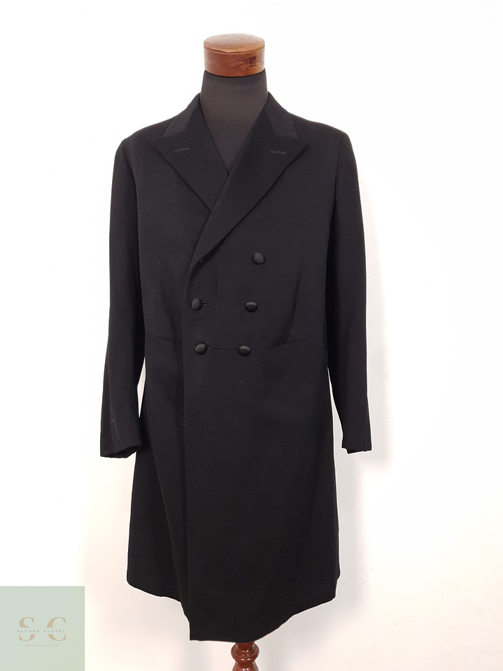 Abrigo Hombre Vintage Negro cruzado Talla S 1