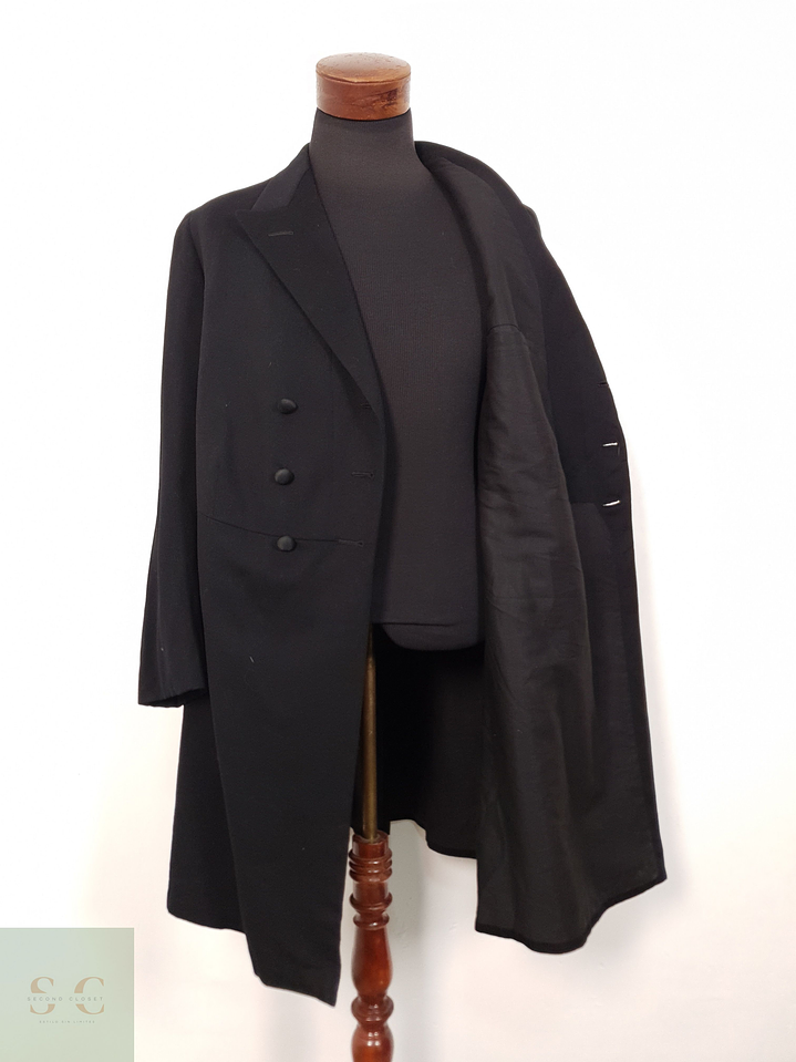 Abrigo Hombre Vintage Negro cruzado Talla S 4